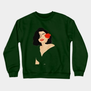 Lady with Red Flower Crewneck Sweatshirt